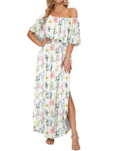 Limited time sale🔥Women's Off-Shoulder Floral Maxi Dress with Pockets & Side Slit