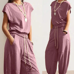Women's Casual Sleeveless One Piece Jumpsuits Drawstring Romper