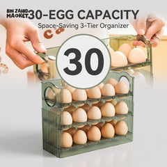 30-Grid Egg Storage Container – Large Capacity Transparent Egg Organizer with Freshness Protection for Refrigerator