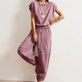 Women's Casual Sleeveless One Piece Jumpsuits Drawstring Romper