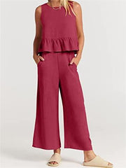 Women's Summer 2 Piece Outfits - Lounge Set with Pockets