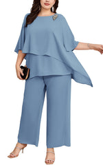 2-Piece Chiffon Pant Suit for Wedding Guests