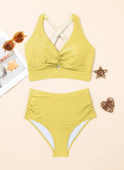 Women's Textured Bikini Sets Twist Front Top Swimsuits