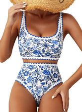 Women's Bikini Sets Floral Print Whip Stitch 2 Piece Swimsuits