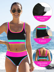 Women Tummy Control High Waisted Bikini 3 Piece Bathing Suits