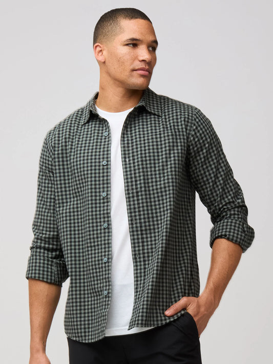 Black + Mercury Green Gingham Long Sleeve Button Up