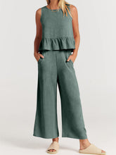 Limited time sale🔥Women 2 Piece Outfits Tank Crop Top Wide Leg Pants Lounge Matching Sets