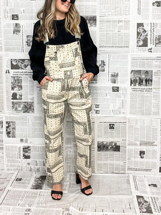 ✨Women's Newspaper Simulation Overalls