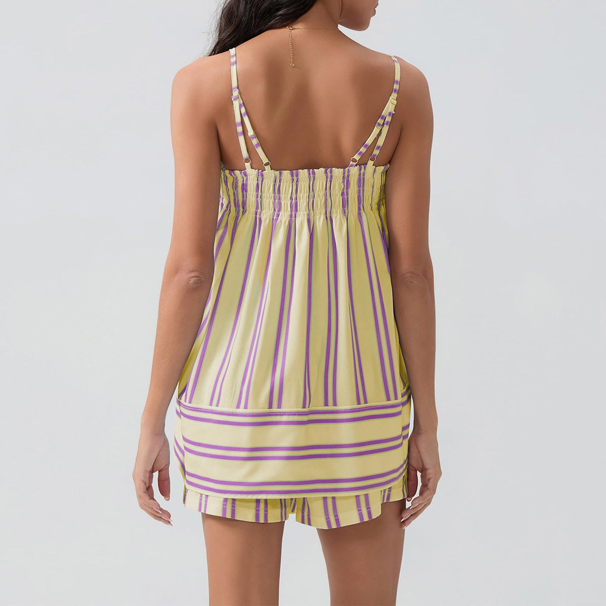 ✨Women's Summer Striped Ruffle Camisole and Wide Leg Shorts Set