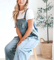 ⏰Hot Sale-Women's Cute Casual Button Jumpsuit Ripped Denim Overalls