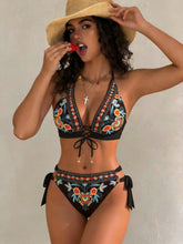 Women's Boho Floral Embroidered Bikini Set Adjustable Swimsuit Beach Vacation Swimwear