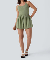 ⏰Hot Sale-Women's casual Backless Twisted Side Pocket 2-in-1 Resort Romper