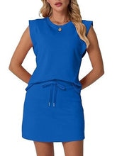 ⏰Hot Sale-Women's Summer 2 Piece Skort Set Cap Sleeve Round Neck Top
