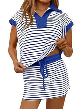 Limited time sale🔥Women's Striped V-neck 2 Piece Skirt Set