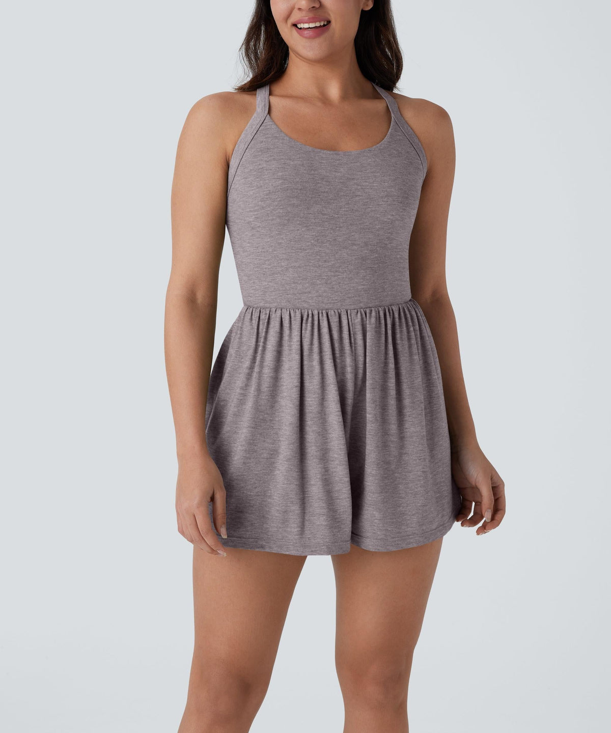 2-in-1 Built-in Shorts Romper, Backless Twist Side Pocket Casual Resort Jumpsuit
