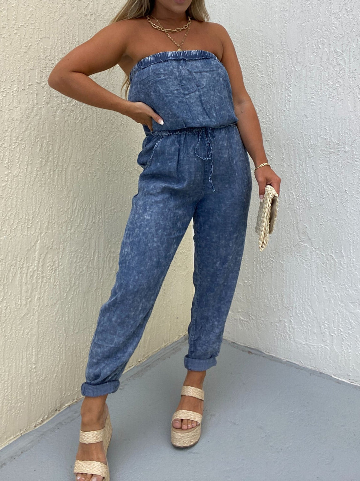 IN THE MOMENT DENIM JUMPSUIT