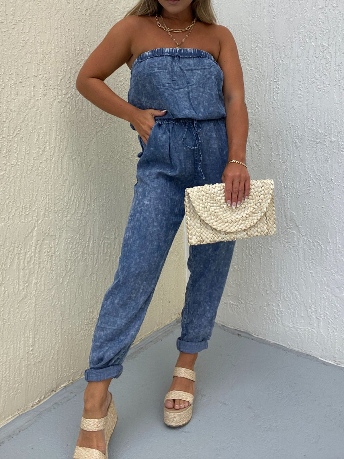 IN THE MOMENT DENIM JUMPSUIT