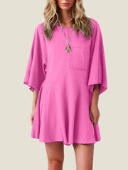 ⏰Hot Sale-Women's Short Sleeve Loose Ruffled Short Romper Dress with Pocket