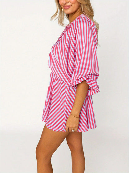 ✨Women's Casual Deep V Neck Puff Sleeve Jumpsuit Oversized Overalls