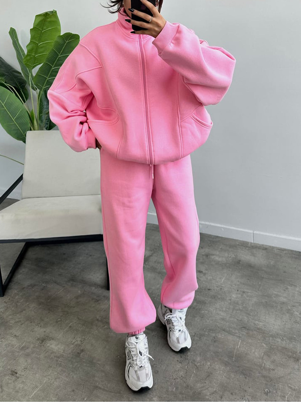 Women's 2 Piece Sets Zipper Outfits Casual Long Sleeve  Sweatsuits Sets