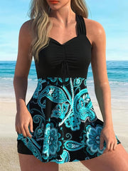 Women's Casual Fashion Tankini Top and Shorts 2pcs Swimsuit Set