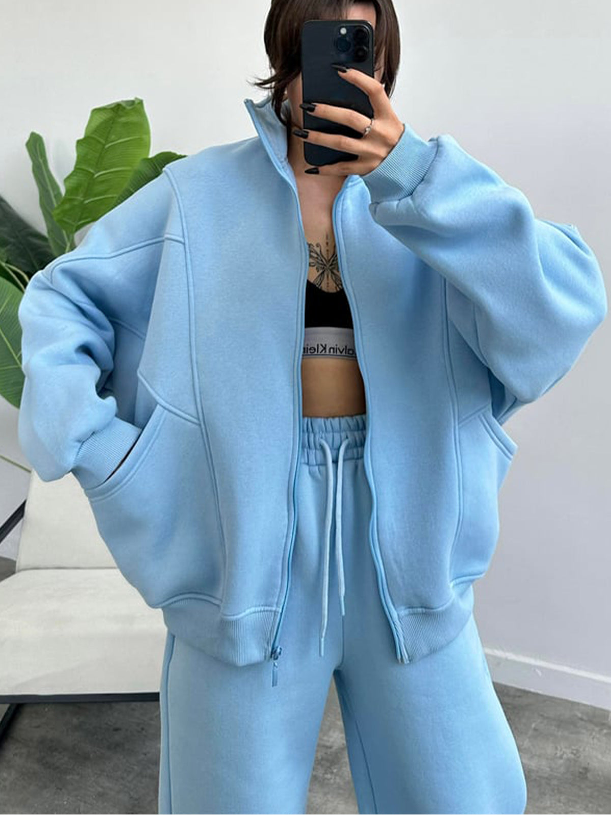 Women's 2 Piece Sets Zipper Outfits Casual Long Sleeve  Sweatsuits Sets