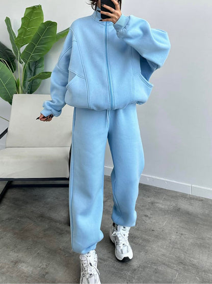 Women's 2 Piece Sets Zipper Outfits Casual Long Sleeve  Sweatsuits Sets