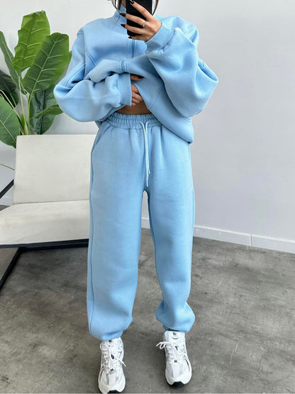 Women's 2 Piece Sets Zipper Outfits Casual Long Sleeve  Sweatsuits Sets