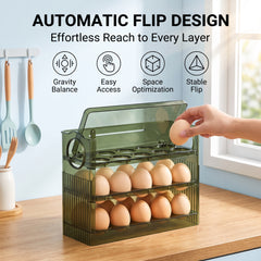 30-Grid Egg Storage Container – Large Capacity Transparent Egg Organizer with Freshness Protection for Refrigerator
