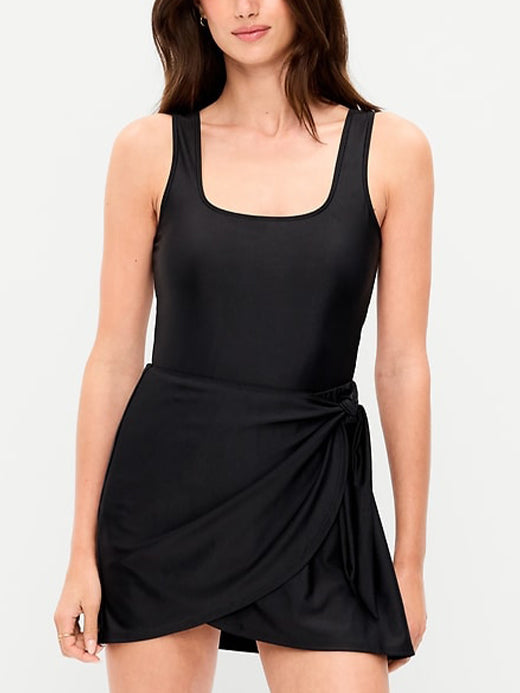 Matte Side-Tie Swim Dress