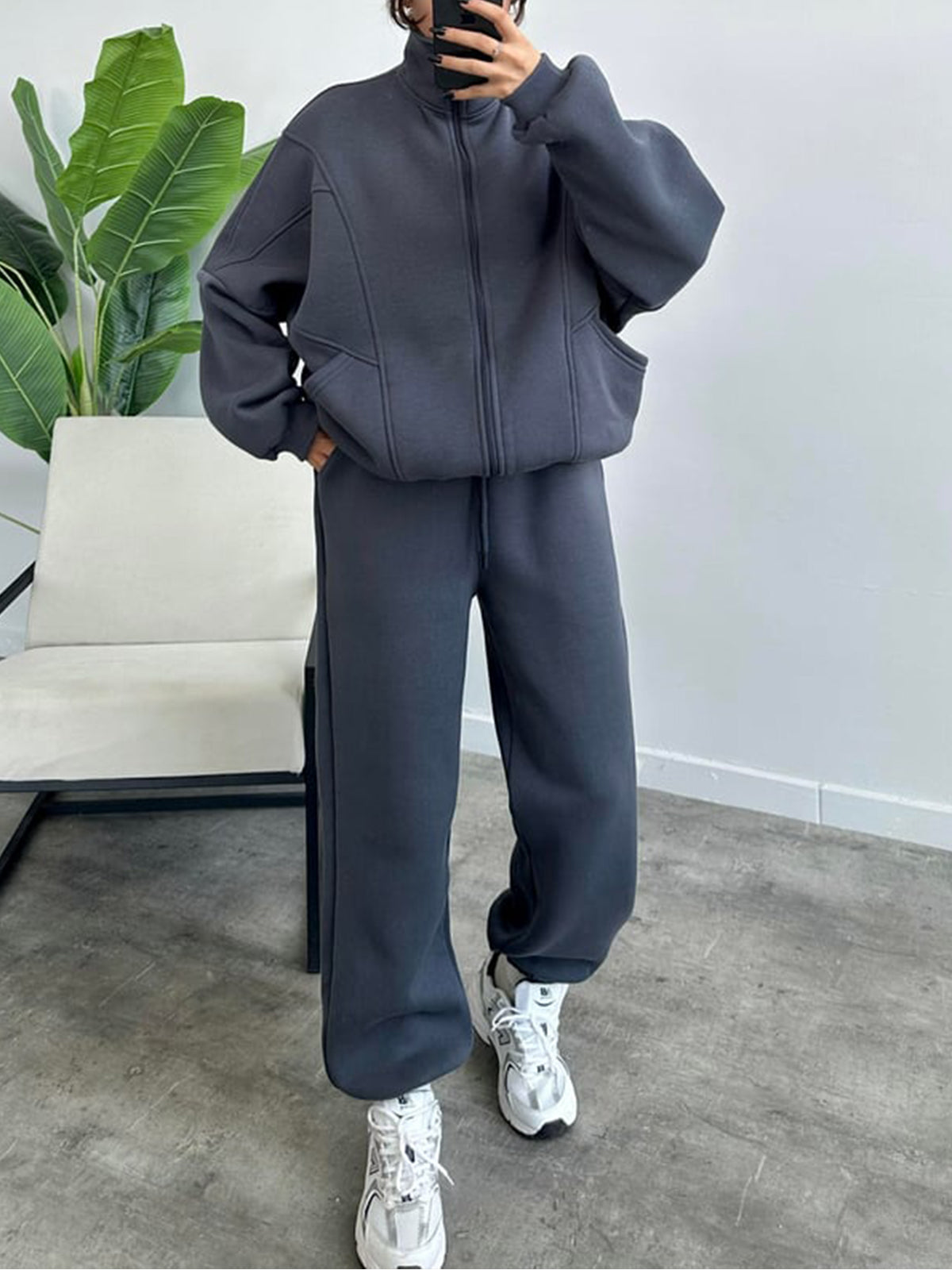 Women's 2 Piece Sets Zipper Outfits Casual Long Sleeve  Sweatsuits Sets