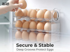 30-Grid Egg Storage Container – Large Capacity Transparent Egg Organizer with Freshness Protection for Refrigerator