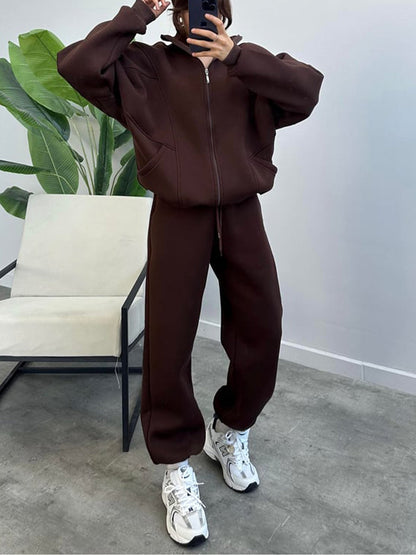 Women's 2 Piece Sets Zipper Outfits Casual Long Sleeve  Sweatsuits Sets