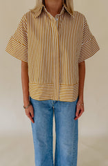 THE VICTORIA STRIPED POPLIN BLEND TOP