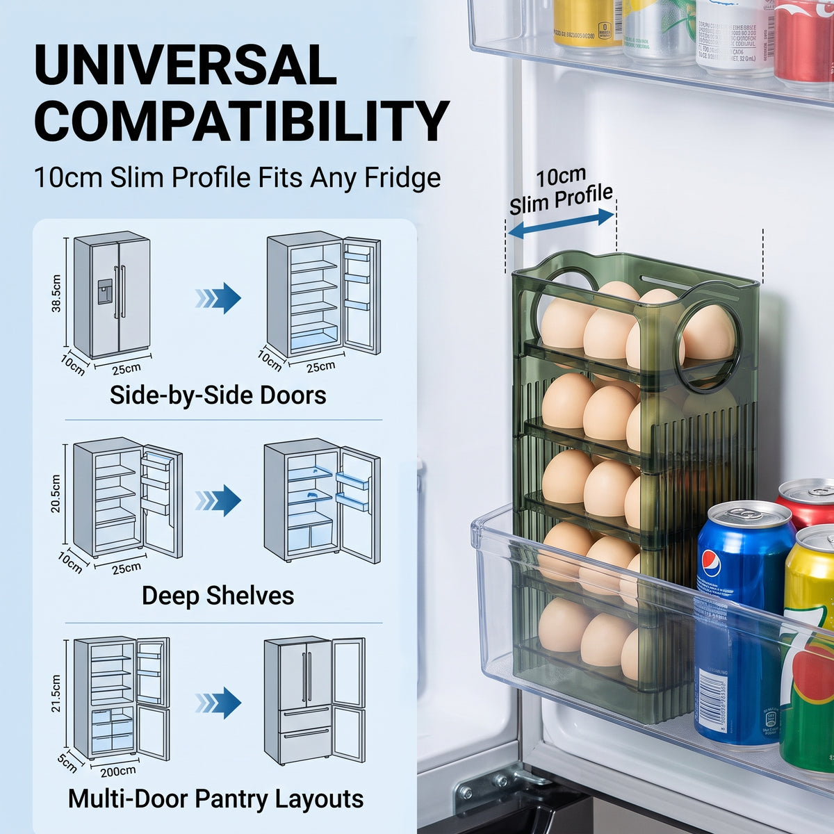 30-Grid Egg Storage Container – Large Capacity Transparent Egg Organizer with Freshness Protection for Refrigerator