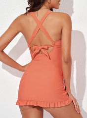 Women Retro Tankini Swimdress Tummy Control Bathing Suits Two Piece