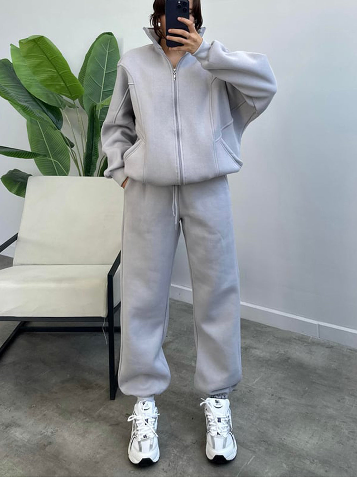 Women's 2 Piece Sets Zipper Outfits Casual Long Sleeve  Sweatsuits Sets