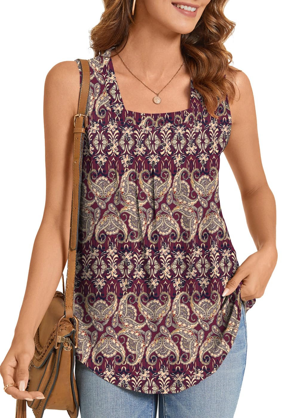 ✨Women's Summer Printed Pleated Sleeveless Tank Top