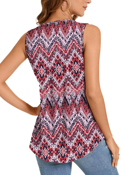 ✨Women's Summer Printed Pleated Sleeveless Tank Top