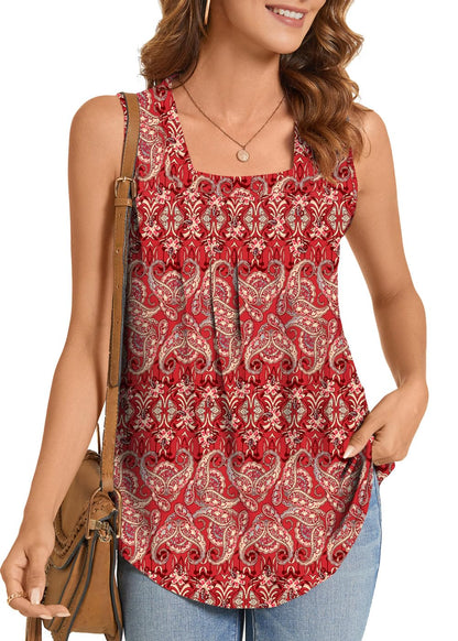 ✨Women's Summer Printed Pleated Sleeveless Tank Top