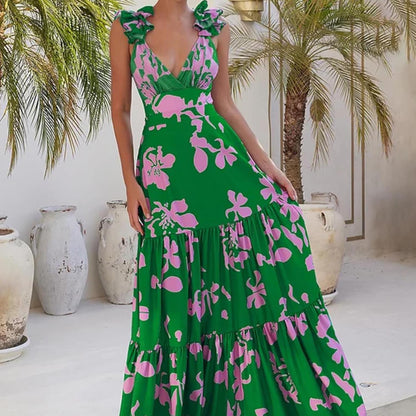 ✨Women Adjustable Shoulder Strip Plant Prints One Piece Swimsuit and Skirt/Sarong