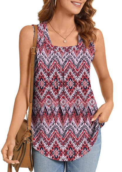 ✨Women's Summer Printed Pleated Sleeveless Tank Top