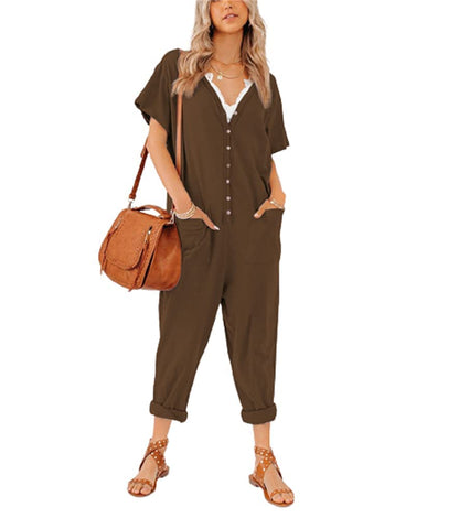 Women's Onesies Button Up Jumpsuit