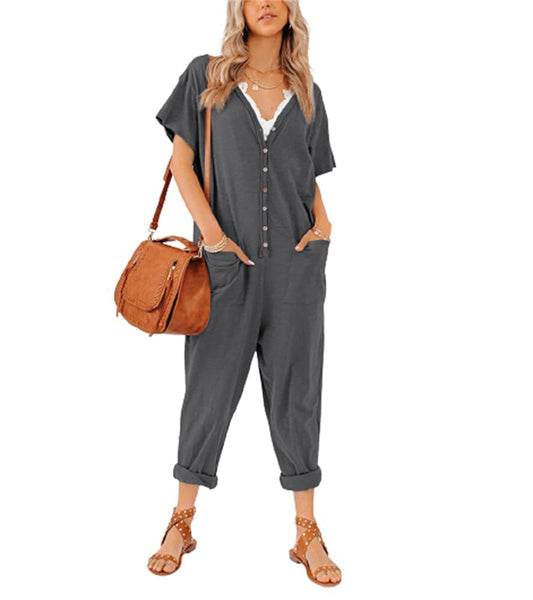 Women's Onesies Button Up Jumpsuit