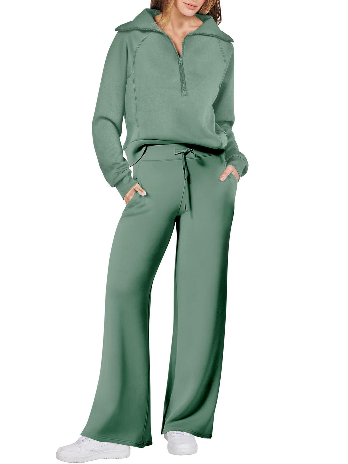 Women's Navy Collar Half Zip Suit (Buy 2 Free Shipping)