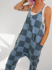 Women's Button Neck Suspender Jumpsuit Casual Overalls