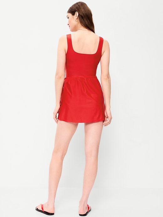 Matte Side-Tie Swim Dress