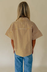 THE VICTORIA STRIPED POPLIN BLEND TOP