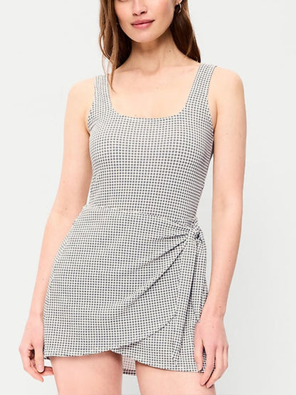 Matte Side-Tie Swim Dress