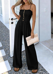 Women's Smocked Spaghetti Strap Wide-Leg Jumpsuit with Pockets